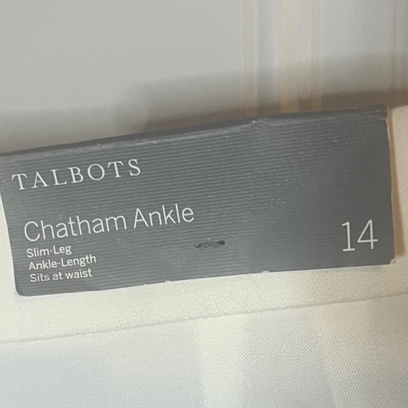 Talbots Chatham Ankle Pants Women’s Size 14 White Slim-Leg Stretch Ankle NWT - Picture 8 of 9